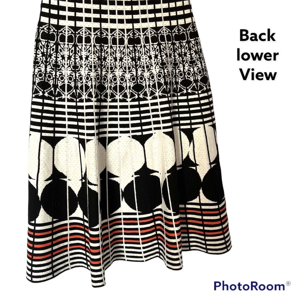 Nic + Zoe Bkack white orange sleeveless midi dress cotton blend zip back Small - Picture 8 of 11